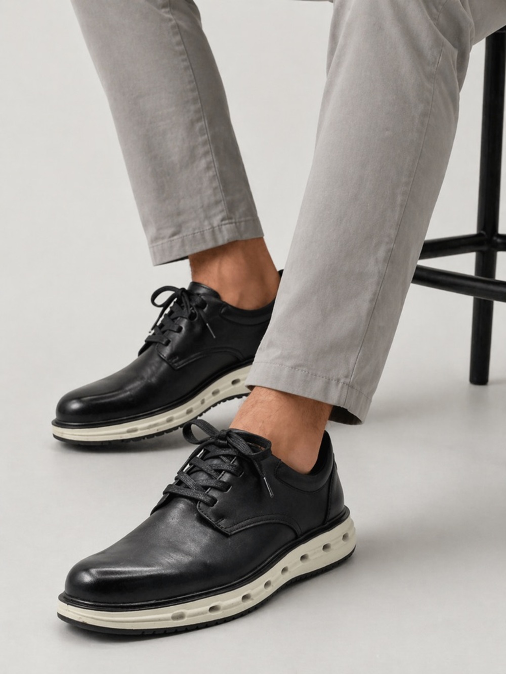Lands' End Men's Black Sport Oxford size 12 NEW IN BOX - Picture 2 of 7